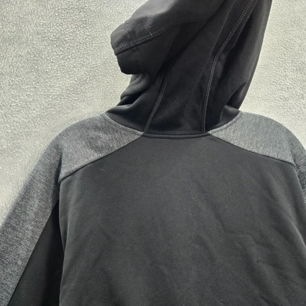 Adidas Men Sweatshirt Large Black‎ Colorblock Hoodie Fleece Logo Drawstring